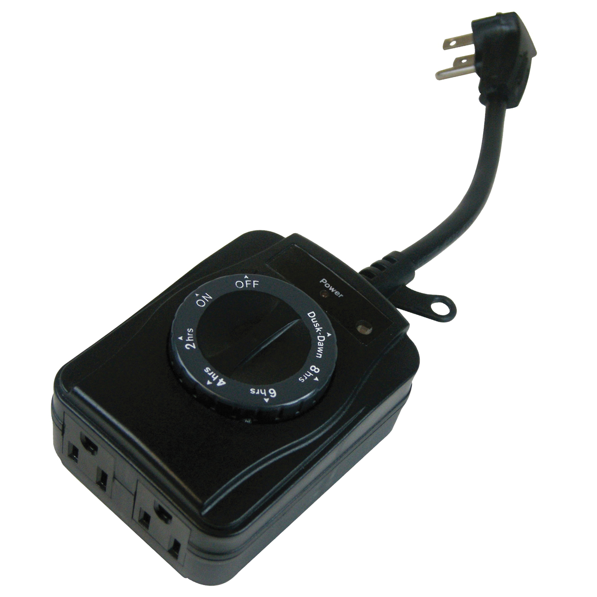 PowerZone TNOCD002 Countdown Timer with Photo Sensor, 15 A, 125 V, 1875 W, 2-Outlet, Black