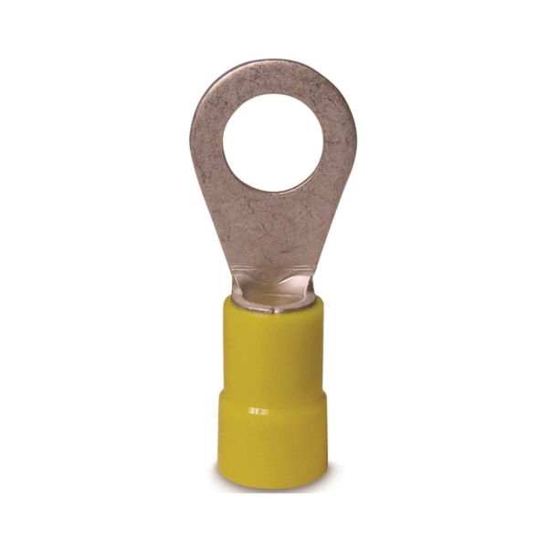 Gardner Bender 20-107 Ring Terminal, 600 V, 12 to 10 AWG Wire, 12 to 1/4 in Stud, Vinyl Insulation, Copper Contact