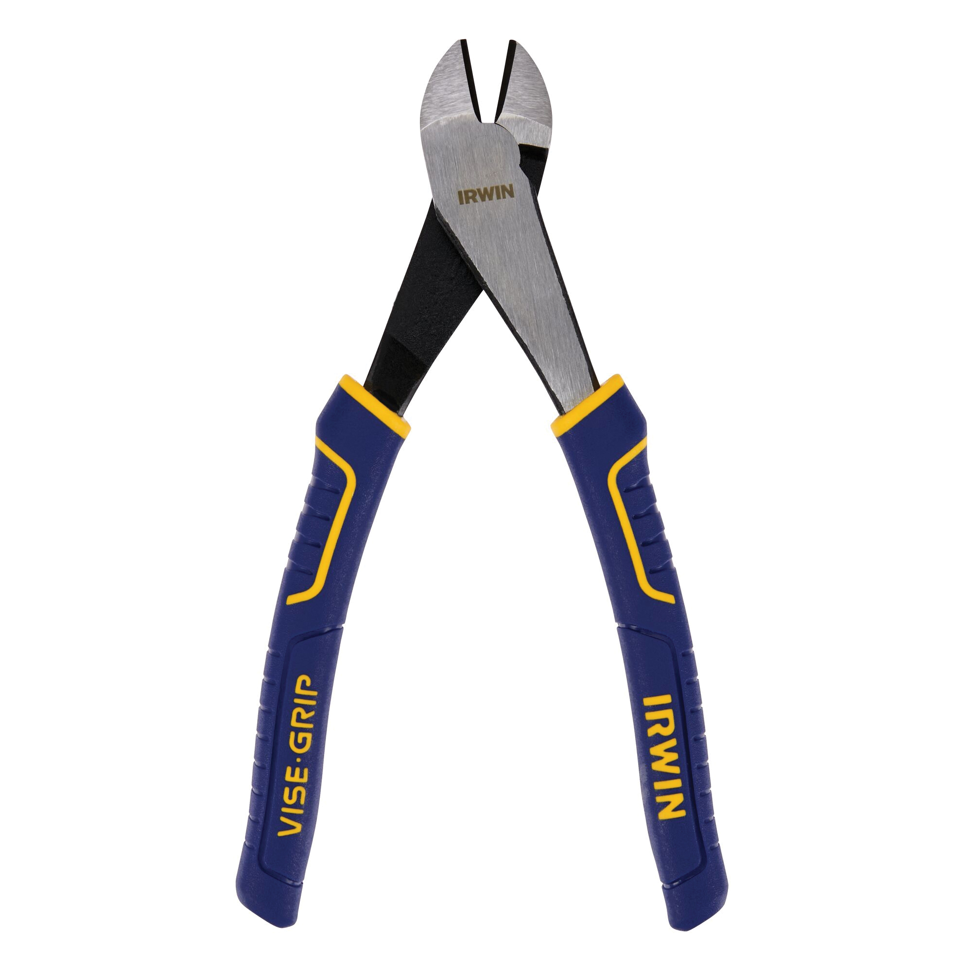 Irwin 2078308 Diagonal Cutting Pliers, 8 in OAL, 1-1/8 in Jaw Opening, Blue/Yellow Handle, Cushion Grip Handle