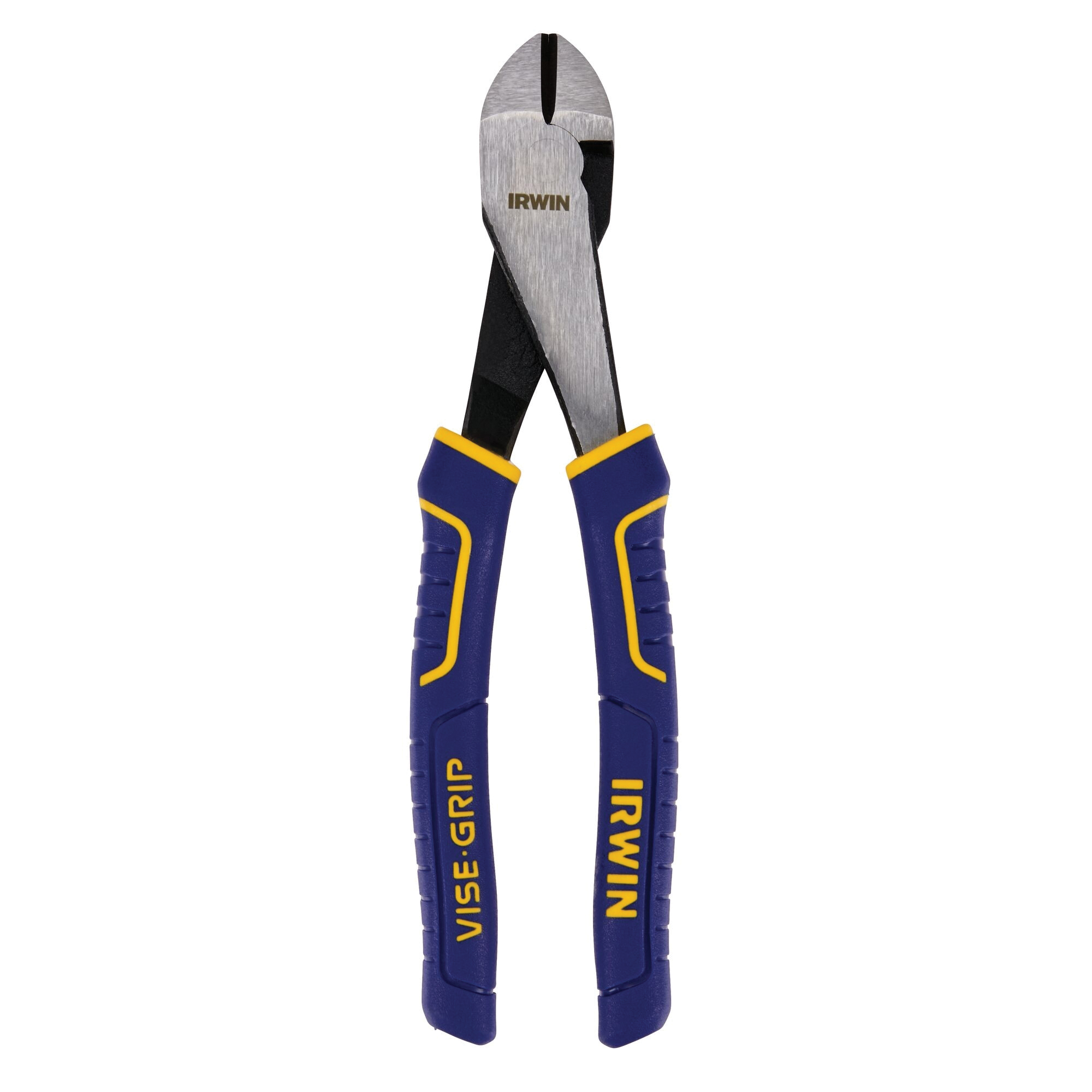Irwin 2078308 Diagonal Cutting Pliers, 8 in OAL, 1-1/8 in Jaw Opening, Blue/Yellow Handle, Cushion Grip Handle