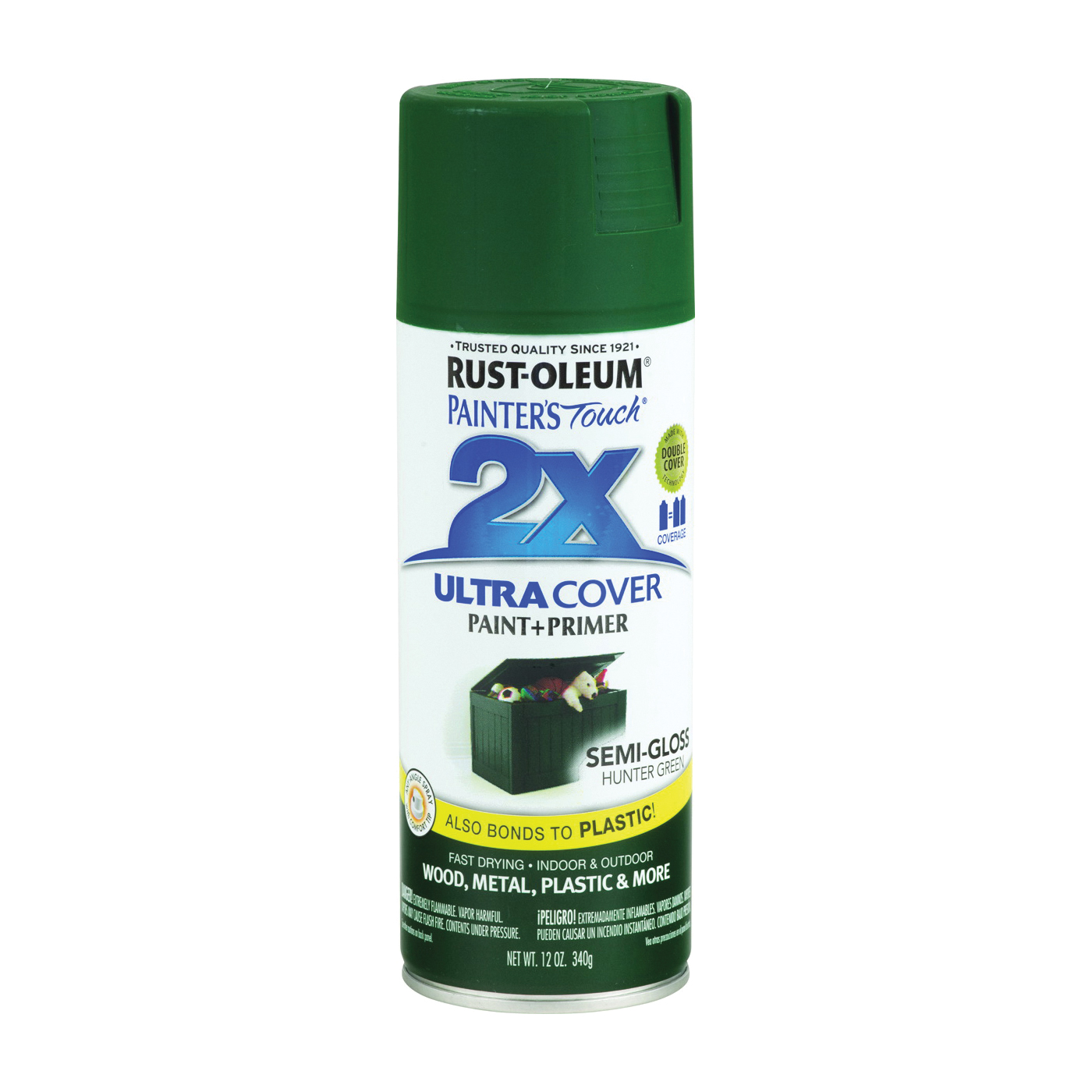 Rust-Oleum 249853 All-Purpose Spray Paint, Semi-Gloss, Hunter Green, 12 oz Can