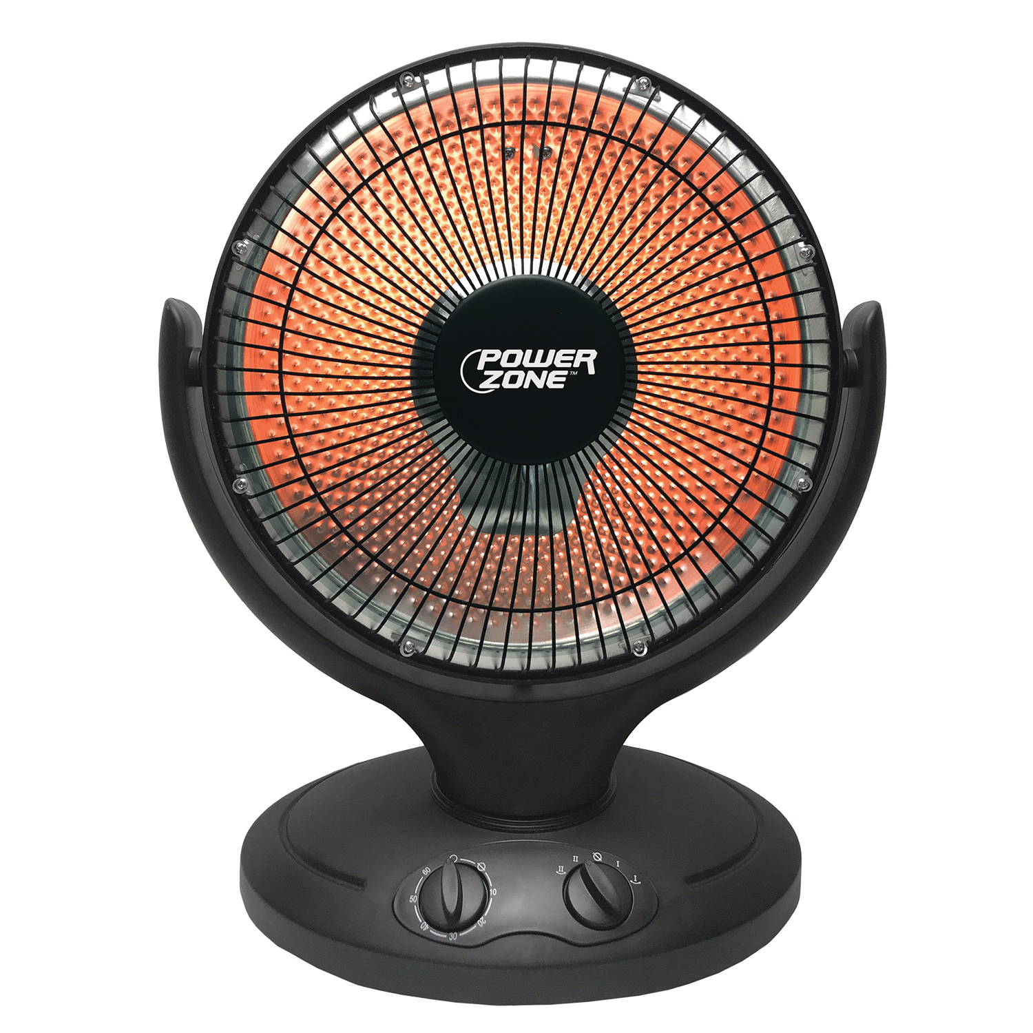 PowerZone QGW08-608 Parabolic Heater, 6.7 A, 120 V, 400, 800 W, 2-Heating Stage, Black