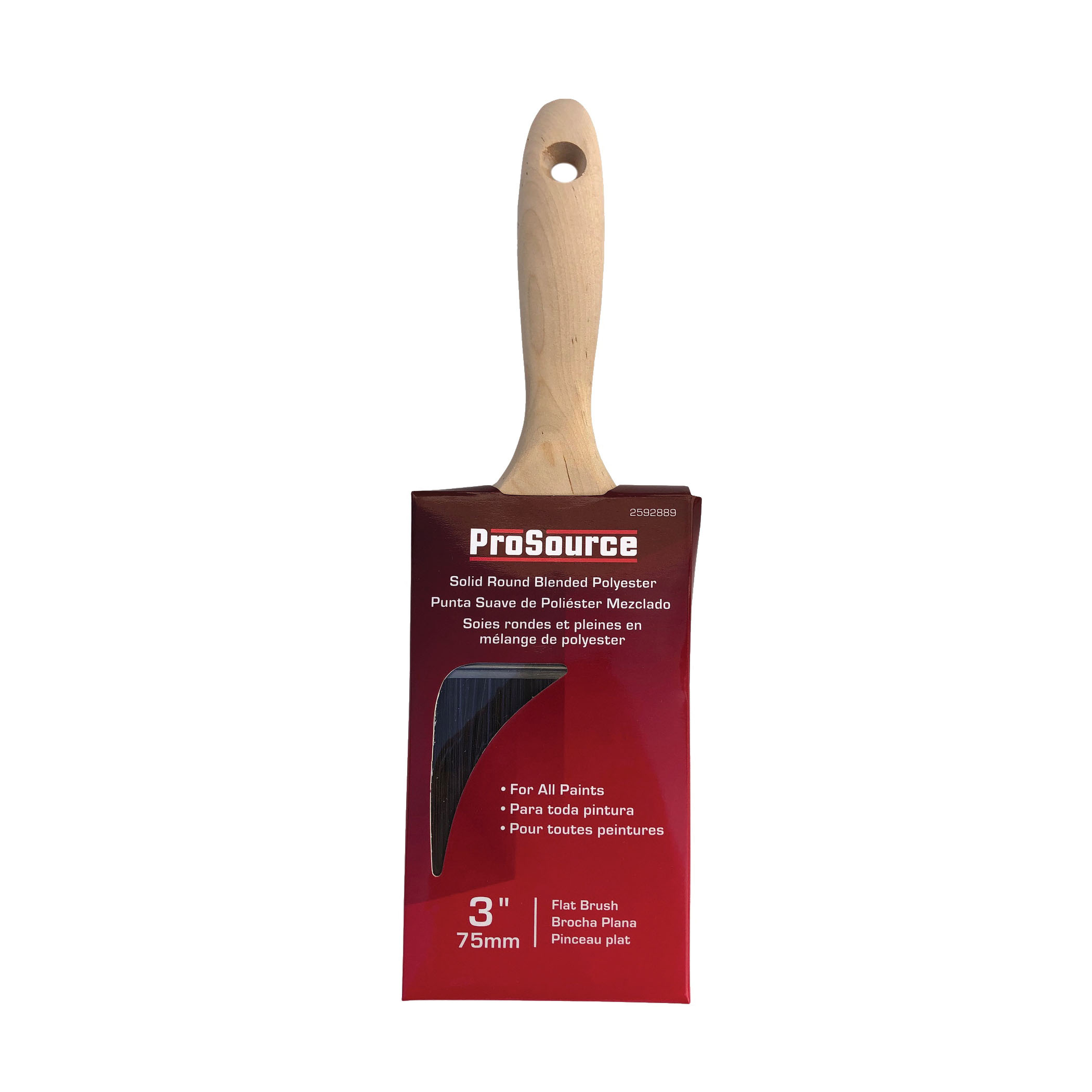 ProSource OR 11601 0300 Paint Brush, 3 in W, Flat Brush, Polyester Bristle