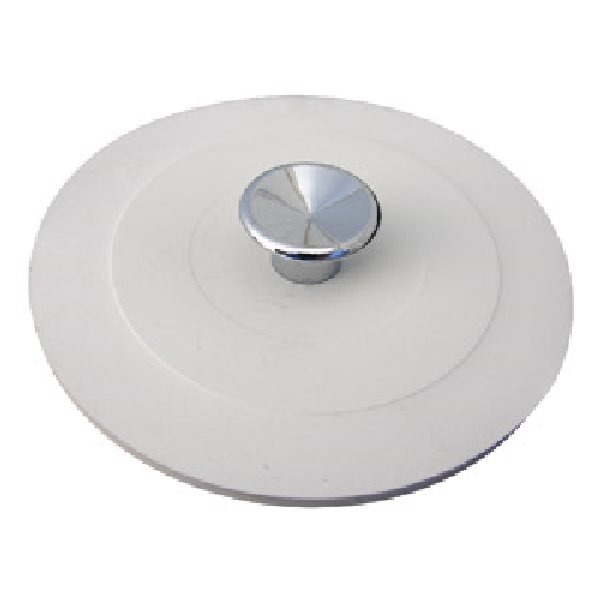 Lasco 02-4013 Fit-All Disposal Stopper, 4-1/8 in Dia, Plastic/Rubber, White