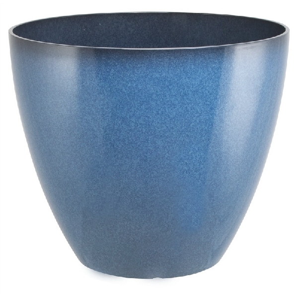 Landscapers Select PT-S080 Planter, 15 in Dia, 12-3/4 in H, Round, Resin, Blue, Blue