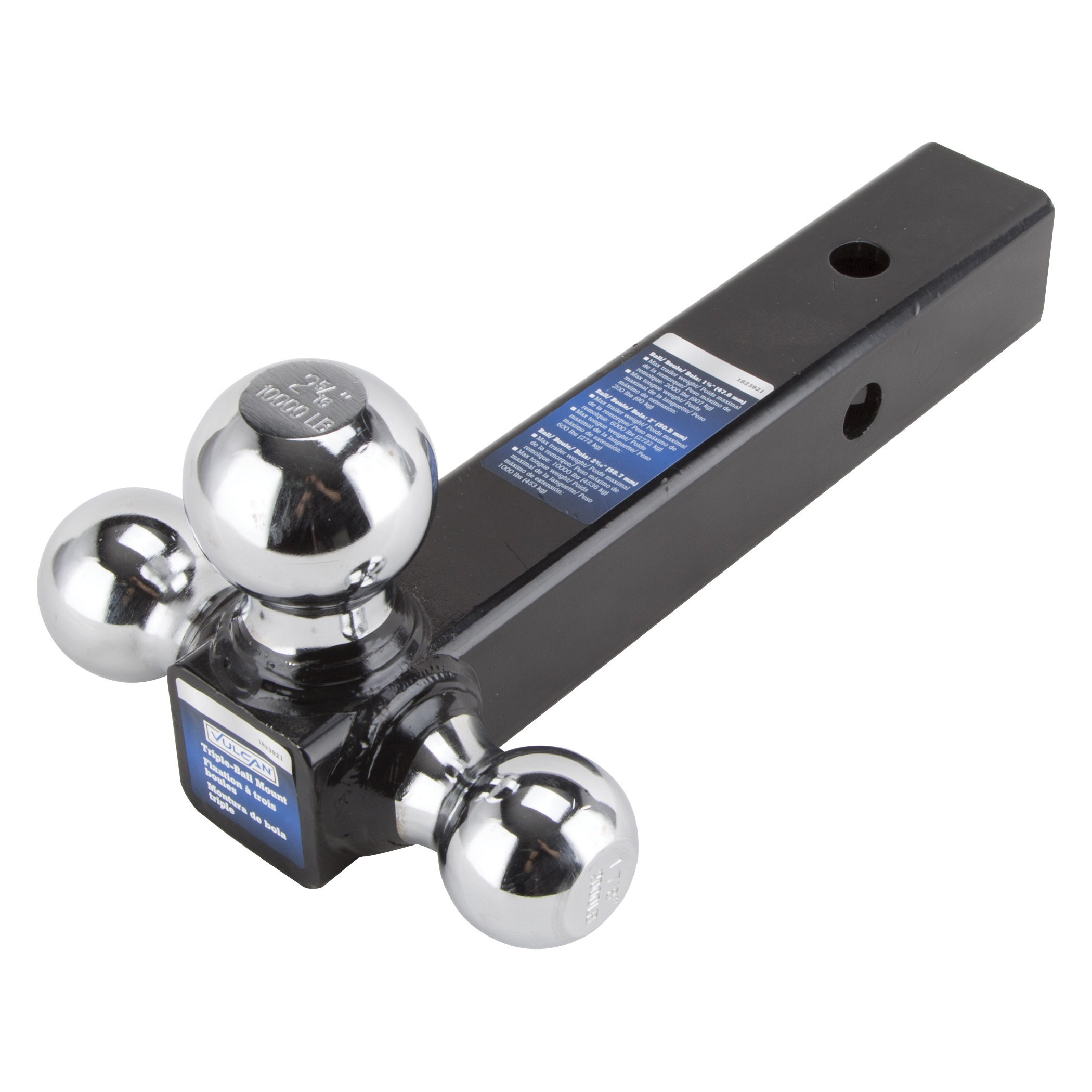 Vulcan TBH02 Tri-Ball, 1-7/8, 2, 2-5/16 in Dia Ball, 10,000 lb Gross Towing, 1000 lb Tongue Load, Steel
