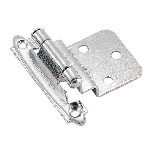 Amerock 1887611 Hinge, 2-3/4 in L x 2 in W, Steel, Satin Nickel, 3/8 in Inset, Self-Closing Close, Face Mounting