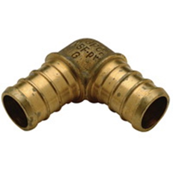 Zurn QQE33GXNPK1 Pipe Elbow, 1/2 in, Barb, 90 deg Angle, Brass, 80 psi Pressure