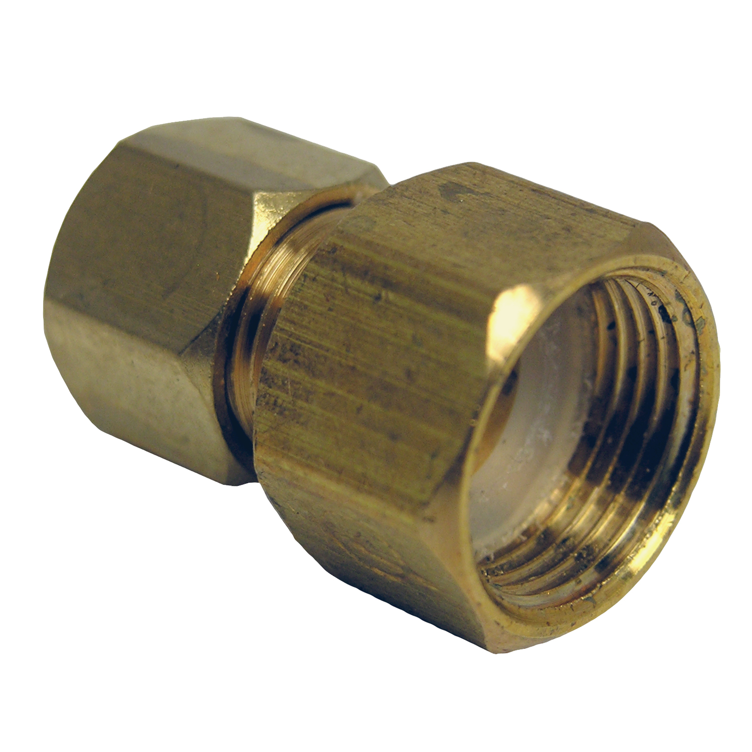 Lasco 17-6755 Pipe Adapter, 3/8 x 1/4 in, Female Compression x Male Compression, Brass, 300 psi Pressure