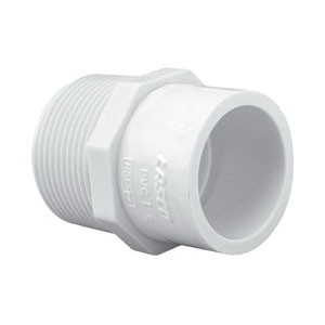 Lasco 436101BC Reducing Pipe Adapter, 3/4 x 1/2 in, MPT x Slip, PVC, White, SCH 40 Schedule