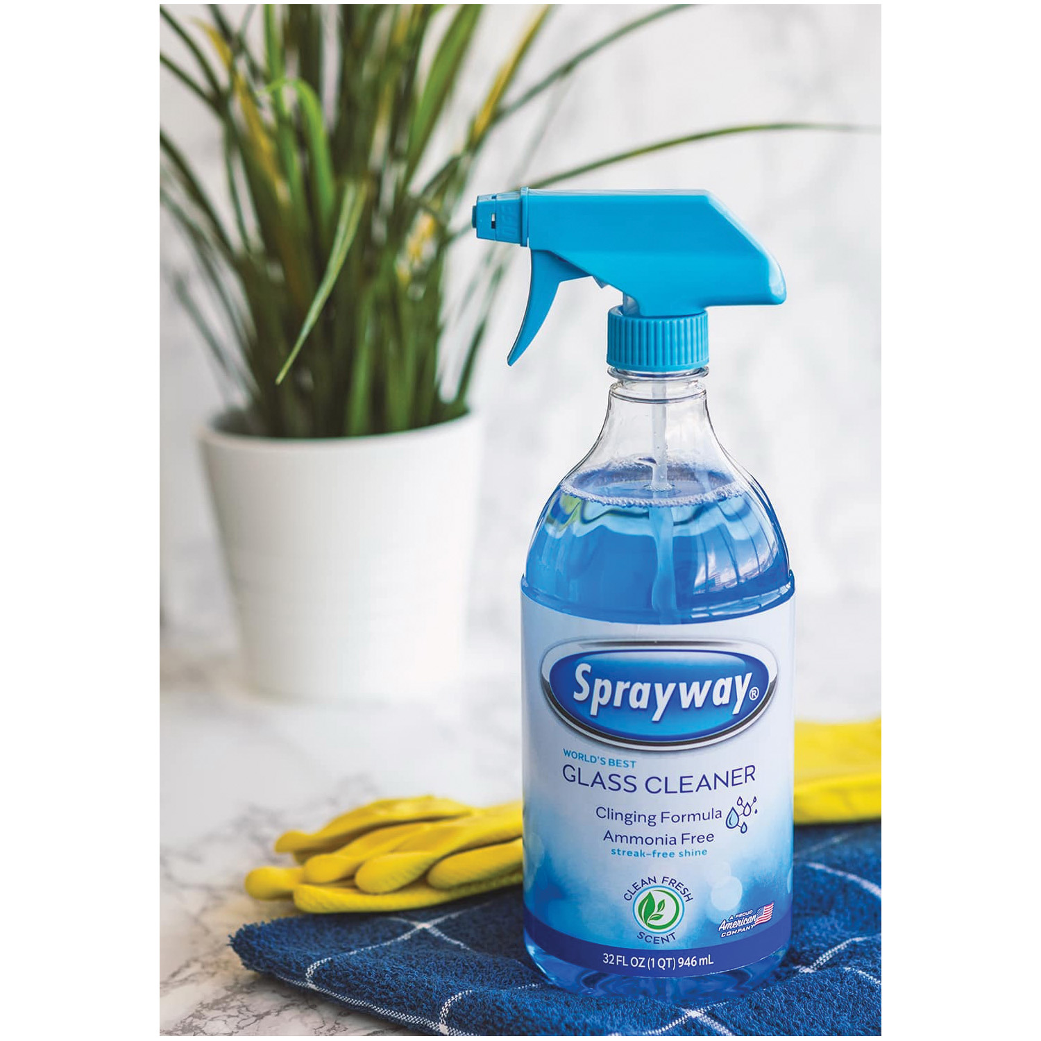 Sprayway SW5000R Glass Cleaner, 32 oz Bottle, Liquid, Fresh, Blue