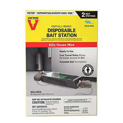 Victor M914 Mouse Bait Station, 1.5 oz Bait, 2-Opening, Plastic