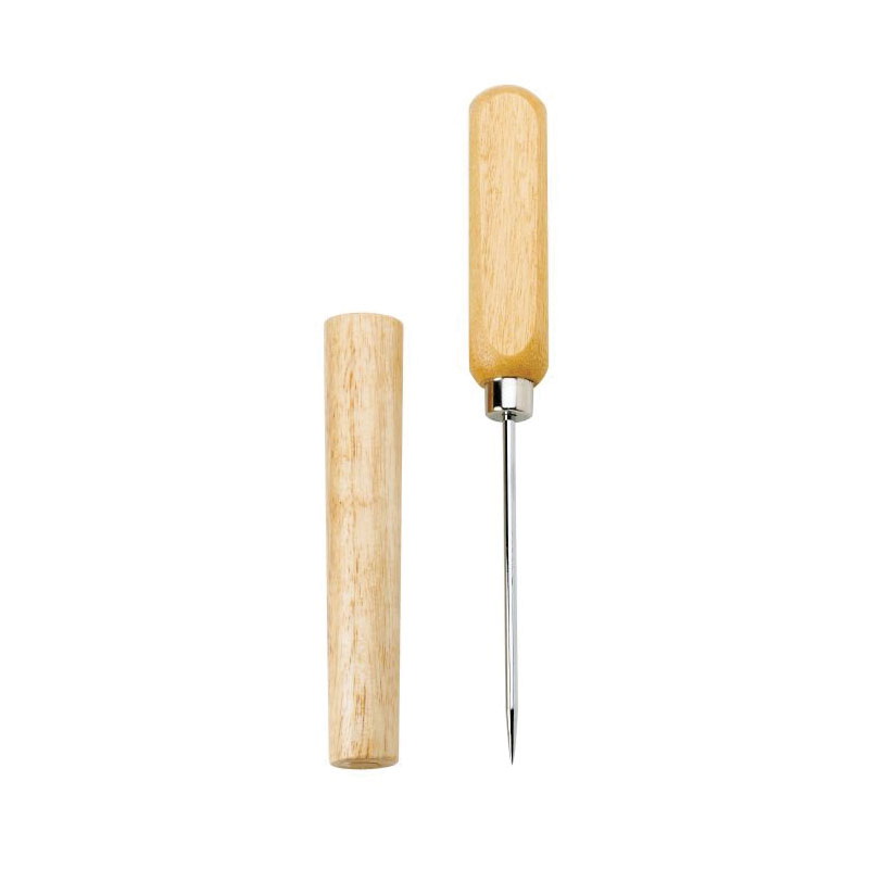 HIC 43109 Kitchen Ice Pick with Cover, 7-3/4 in OAL, Steel Blade, Wood Handle