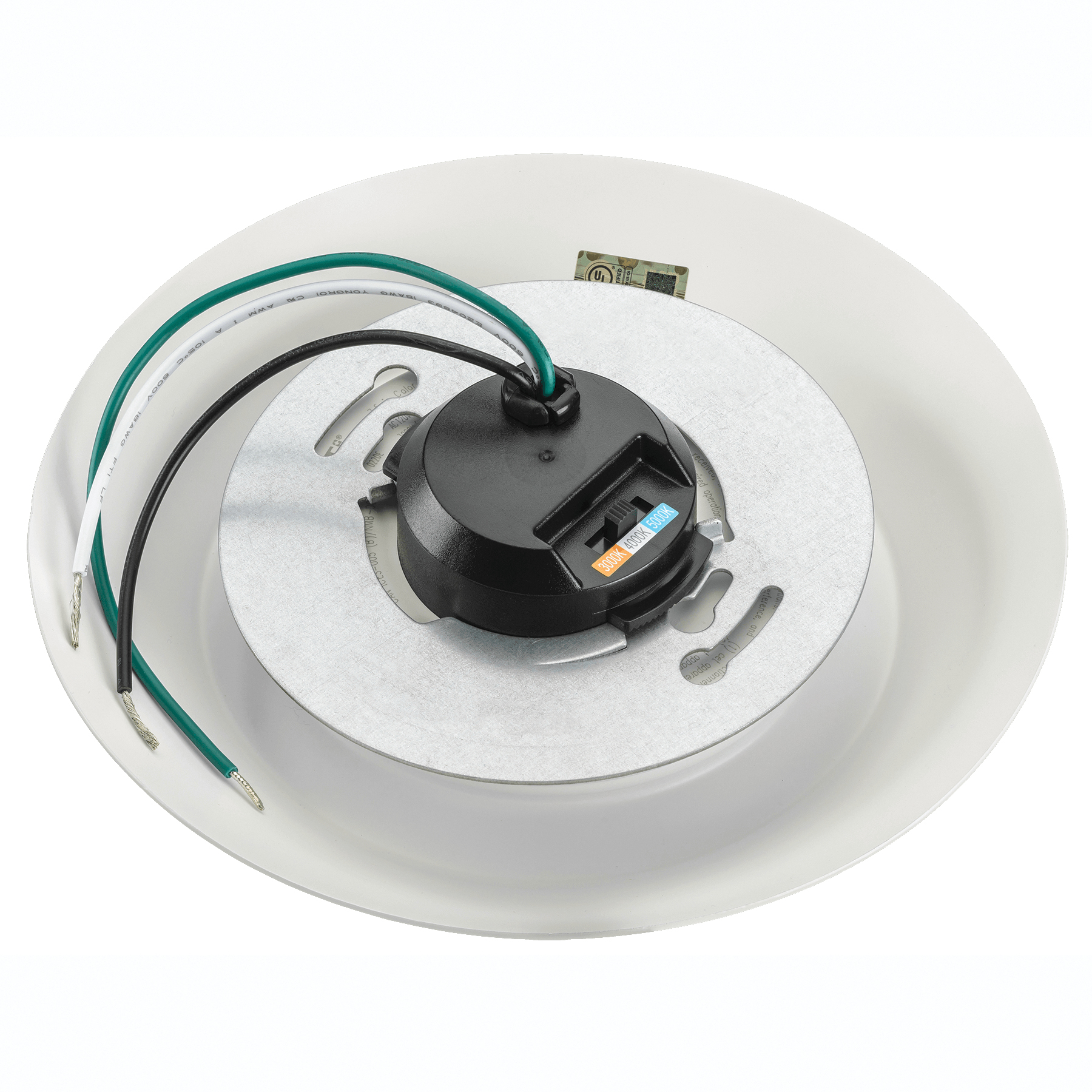ETI 56578211 Surface Mount Disk Light, 7-1/2 in Dia, 2.1 in OAH, 5, 6 in Dia Recessed Can, Polycarbonate Lens, Aluminum