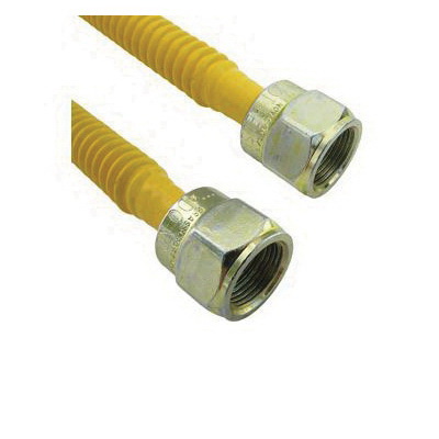 Lasco 10-1261 Gas Line, 3/8 in, Flare x Female, Brass, Polymer-Coated, 12 in L