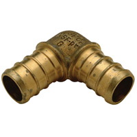 Zurn QQE43GX Pipe Elbow, 3/4 x 1/2 in, Barb, 90 deg Angle, Brass, 80 to 160 psi Pressure