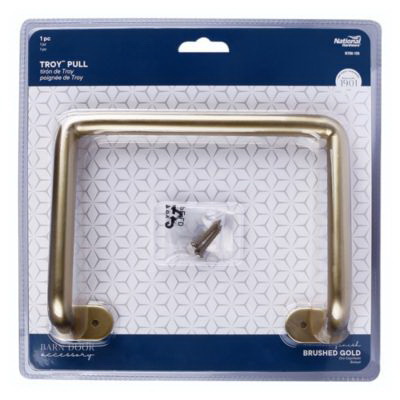 National Hardware N700-105 Troy Pull, 6-3/32 in W, 1-27/32 in D, 8 in H, Steel, Brushed Gold