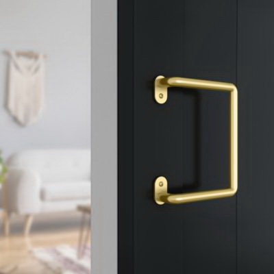 National Hardware N700-105 Troy Pull, 6-3/32 in W, 1-27/32 in D, 8 in H, Steel, Brushed Gold