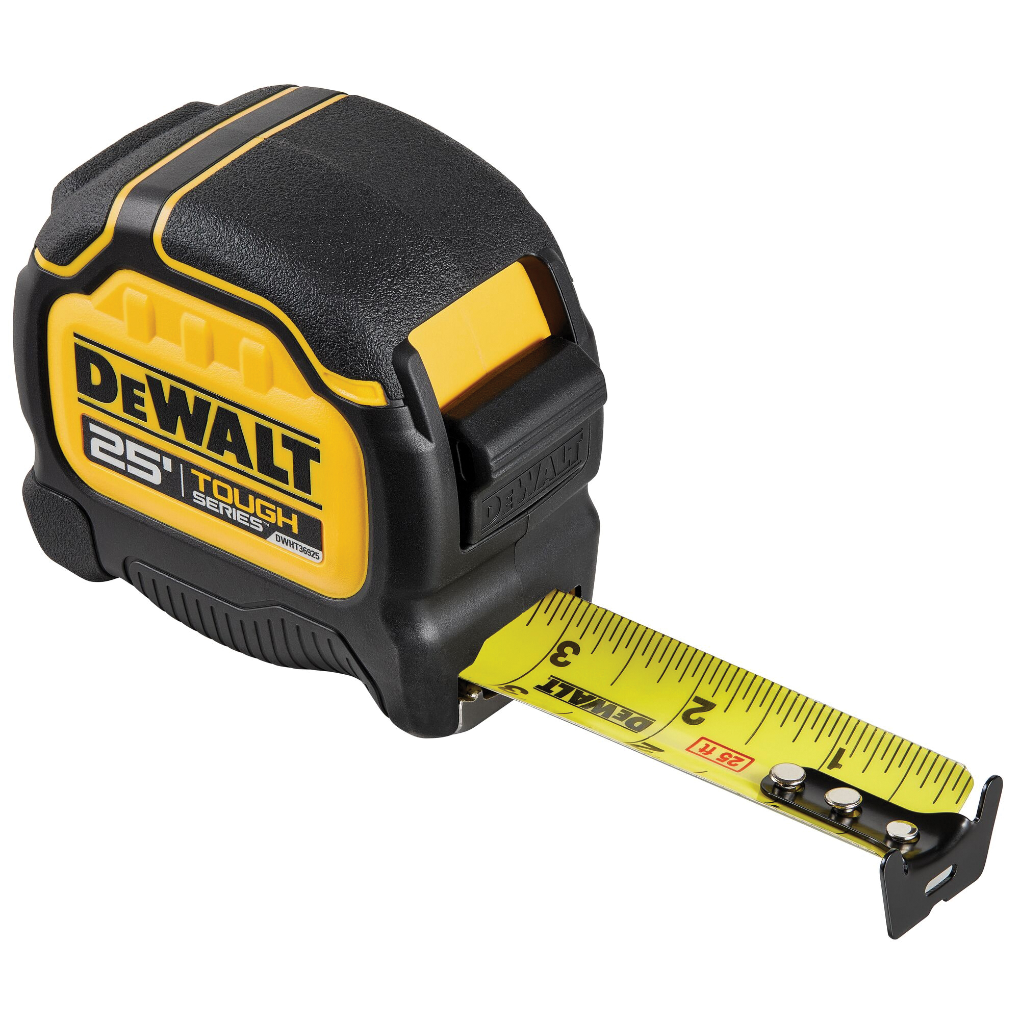 DEWALT Tough Series DWHT36925S Tape Measure, 25 ft L Blade, 1-1/4 in W Blade, Steel Blade, Plastic Case