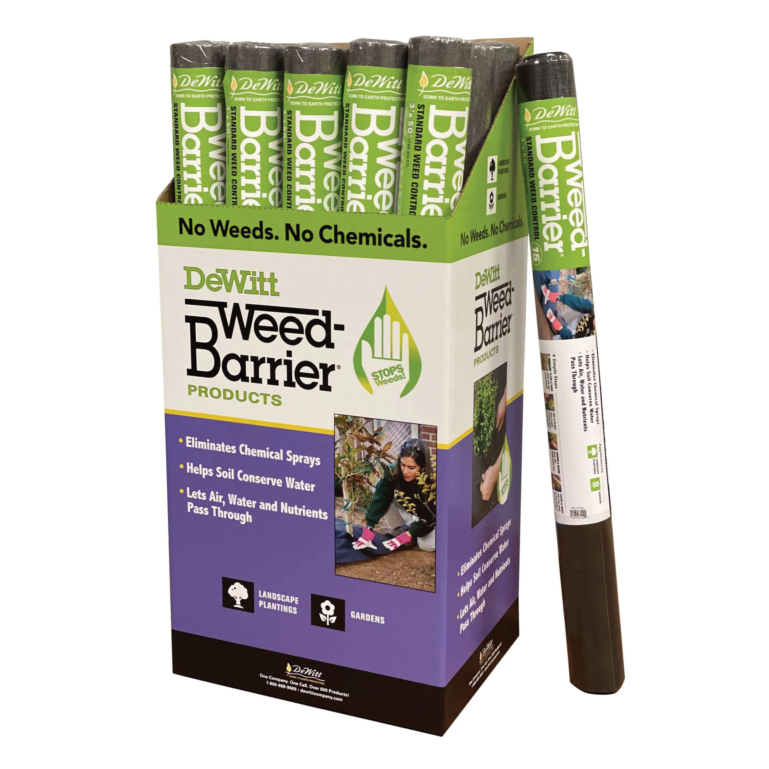 DeWitt DWB15350 Series Weed Barrier, 50 ft L, 3 ft W, Polypropylene, Black