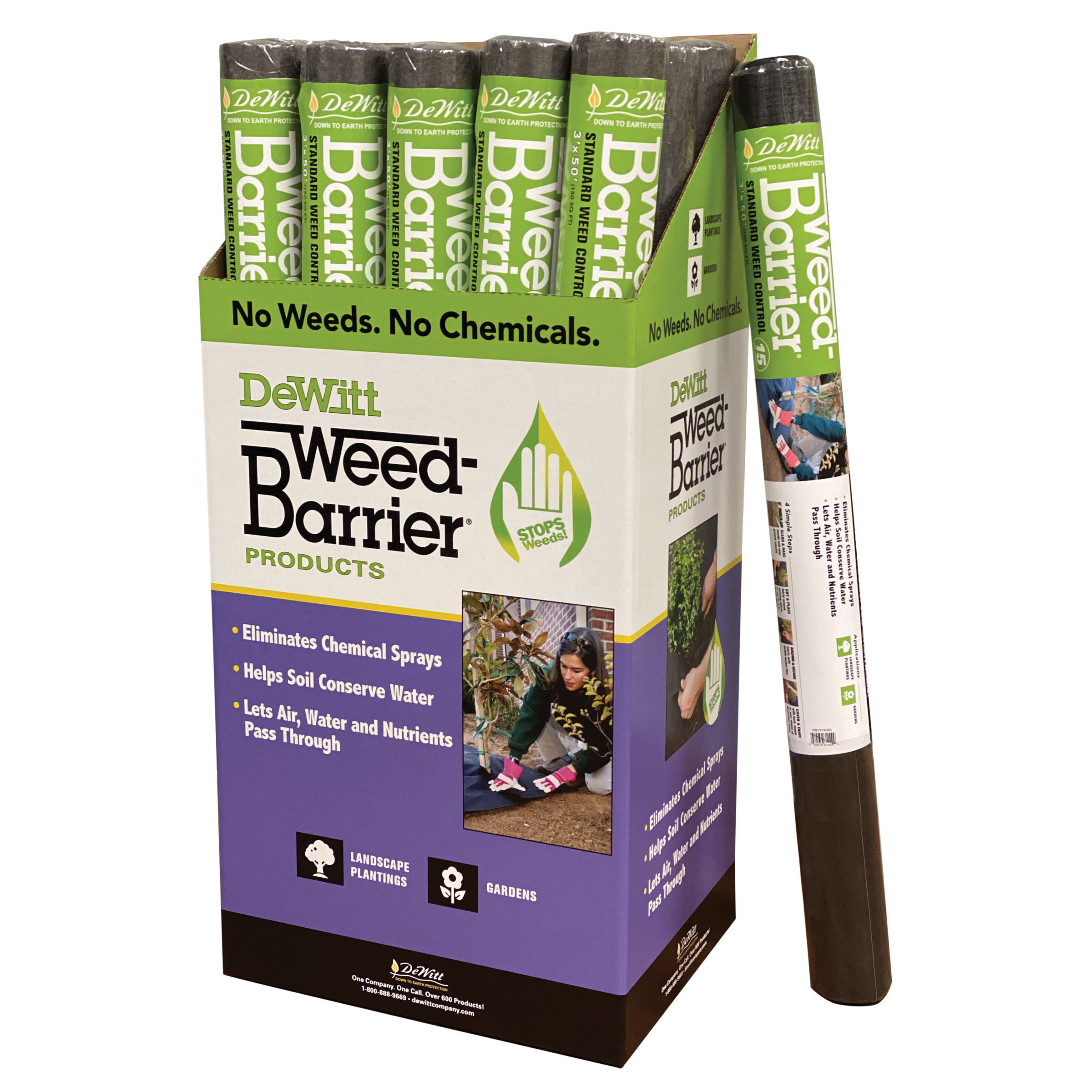 DeWitt DWB15650 Weed Barrier, 50 ft L, 6 ft W, Polypropylene, Black