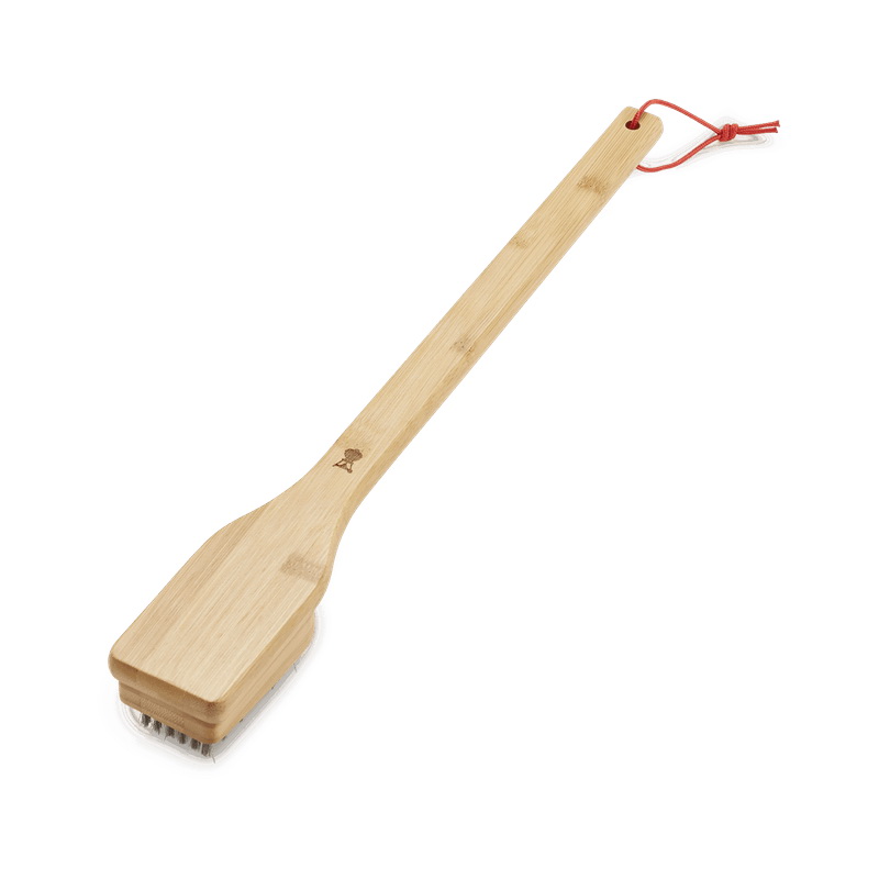 Weber 6276 Grill Brush, 18 in L Brush, Brown Bristle, Wood Handle