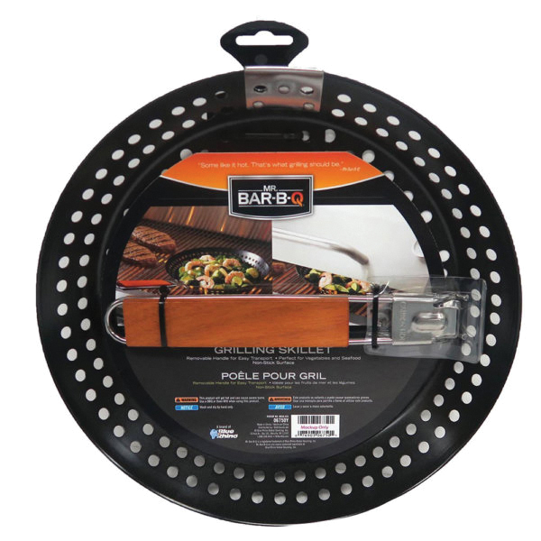 Mr. BAR-B-Q 06750Y Grilling Skillet, 12 in L, 12 in W, Aluminum, Black, Removable Handle