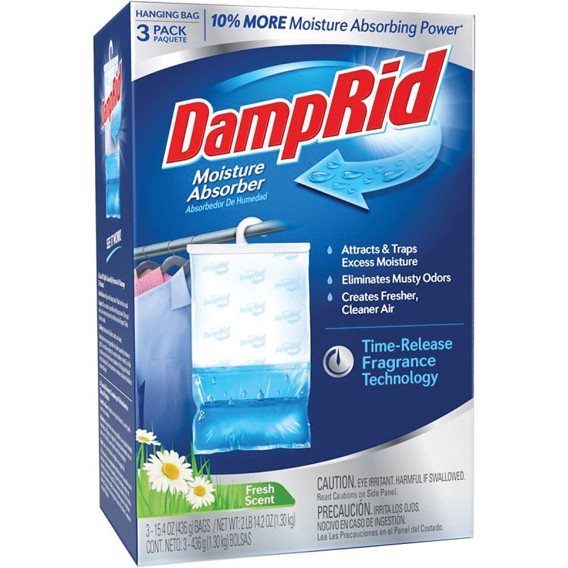 DampRid FG83FSSB Hanging Moisture Absorber, 15.4 oz Box, Solid, Fresh, Odorless