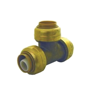 Lasco Magnagrip Series 19-8066 Pipe Tee, 7/8 x 7/8 x 7/8 in, Push-Fit, Brass, 200 psi Pressure