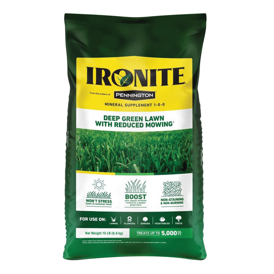 Ironite 100544883 Mineral Supplement 1-0-0 Fertilizer, 15 lb, Granular, 1-0-0 N-P-K Ratio