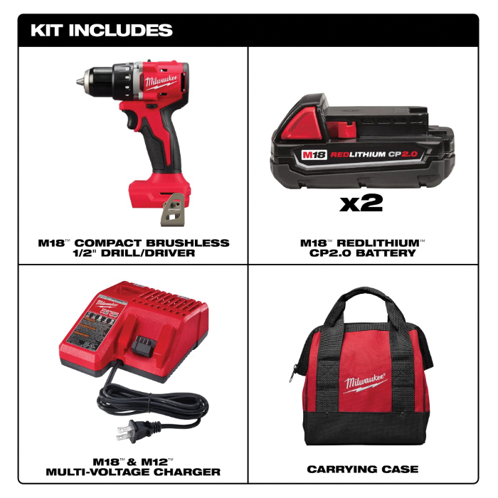 Milwaukee M18 3601-22CT Drill/Driver Kit, Battery Included, 18 V, 1/2 in Chuck, Keyless Chuck