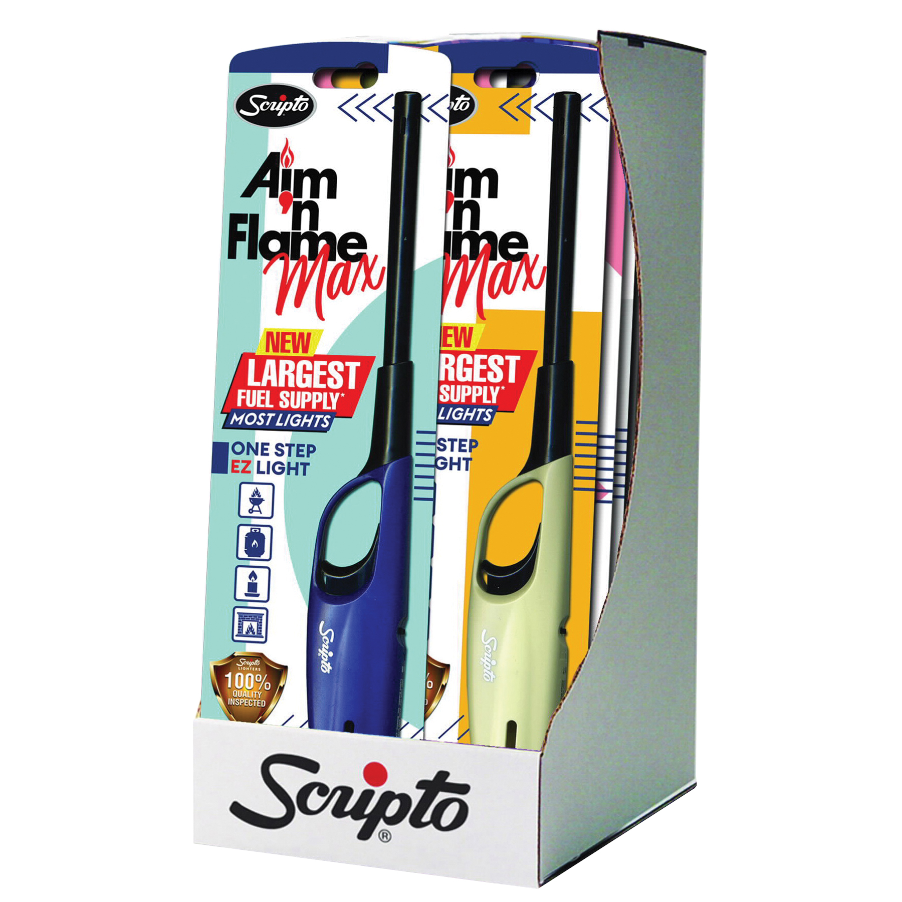 Scripto Aim 'n Flame MAX BGM19-1/12CD Utility Lighter, Assorted