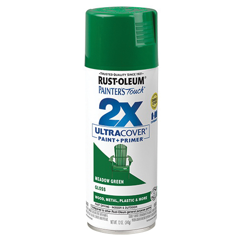 Painter's Touch 2X Ultra Cover 334039 Spray Paint, Gloss, Meadow Green, 12 oz Aerosol Can