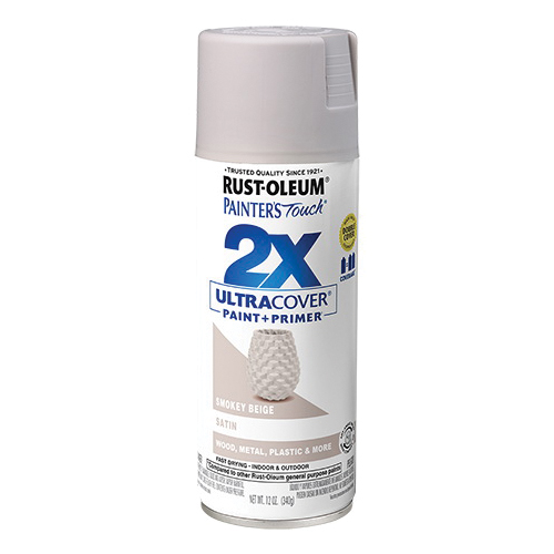Painter's Touch 2X Ultra Cover 334092 Spray Paint, Satin, Smoke Beige, 12 oz Aerosol Can