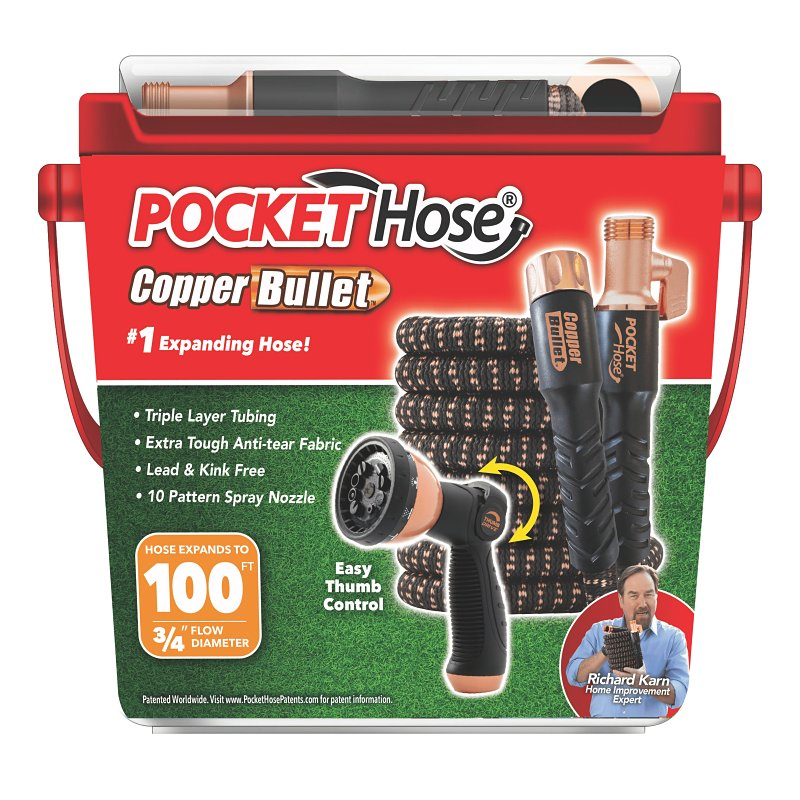 POCKET hose 17193-4 Medium-Duty Expandable Flexible Garden Hose, 100 ft L, Polymer, Black