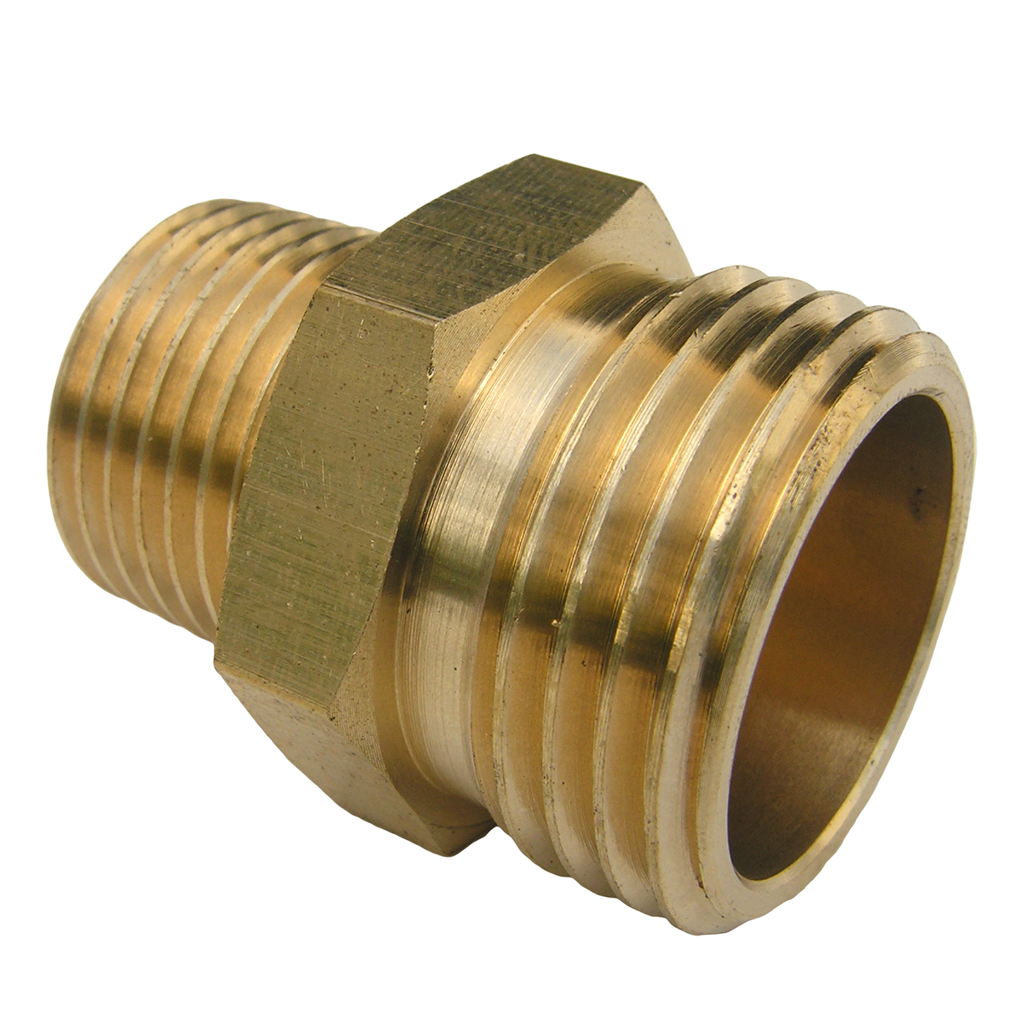 Lasco 15-1710U Hose Adapter, 3/4 x 1/2 in, MHT x MIP, Brass