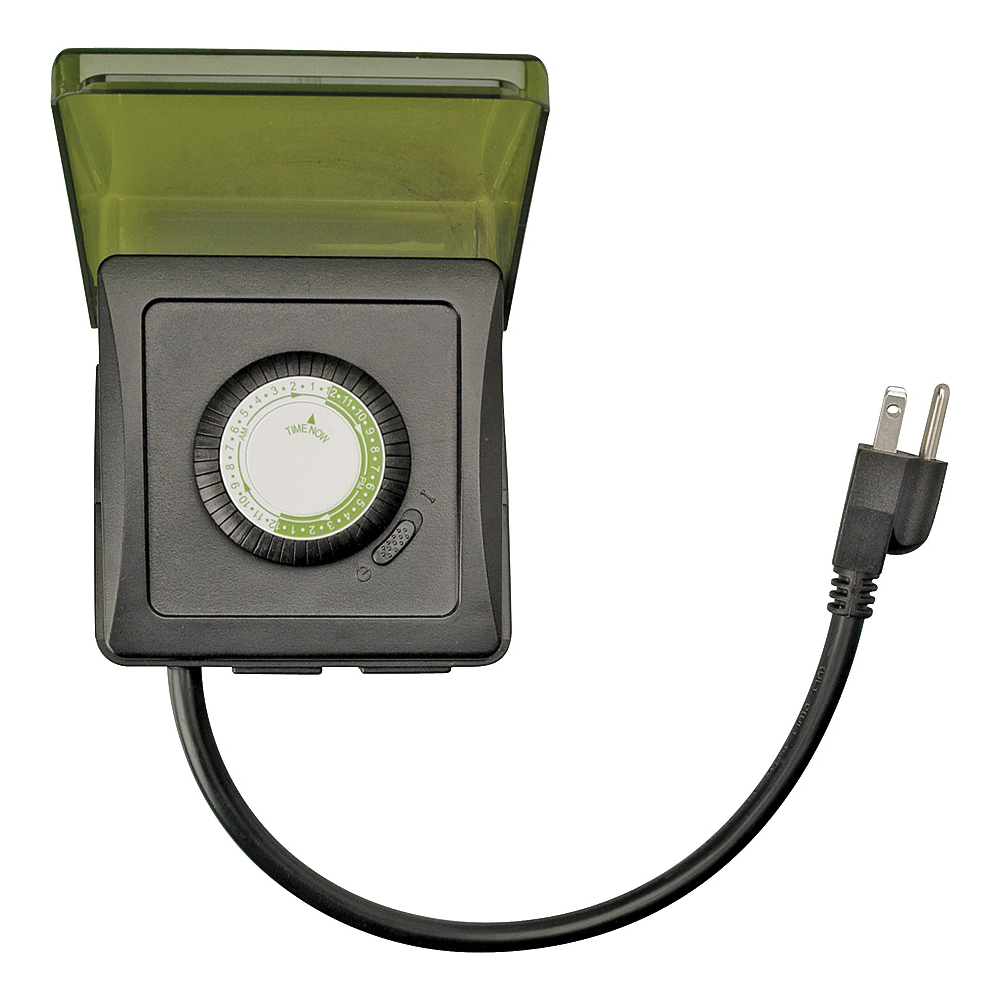 Woods 50012 Mechanical Timer, 15 A, 125 V, 1875 W, 24 hr Time Setting, Black, 24 On/Off Cycles Per Day Cycle