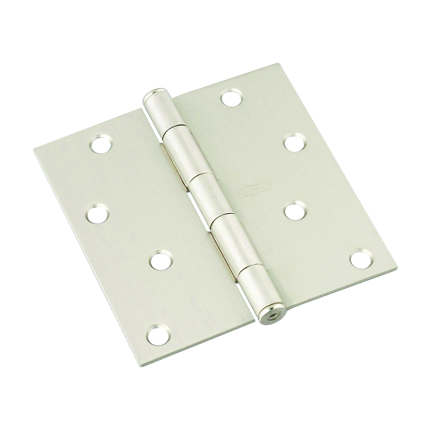 National Hardware N830-249 Door Hinge, 4 in H Door Leaf, 4 in L x 4 in W, Steel, Satin Nickel, 8-Mounting Hole, 55 lb