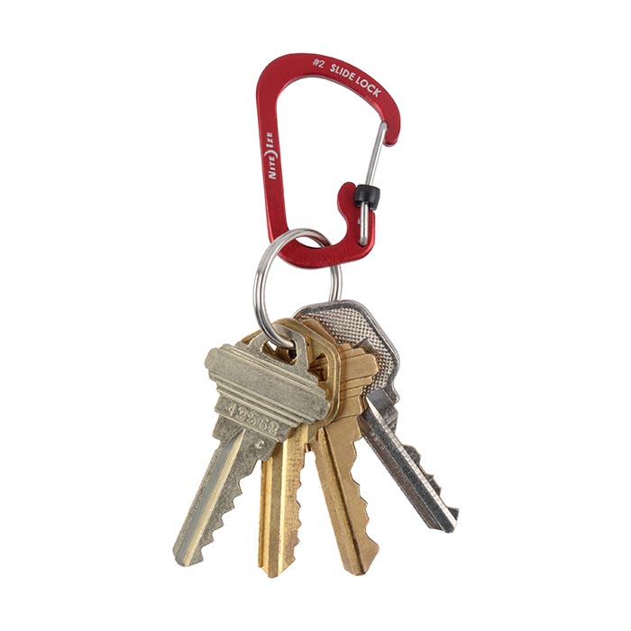 Nite Ize SlideLock CSLA4-10-R6 Carabiner, Rectangular, 3.2 in L, Aluminum/Stainless Steel, Red
