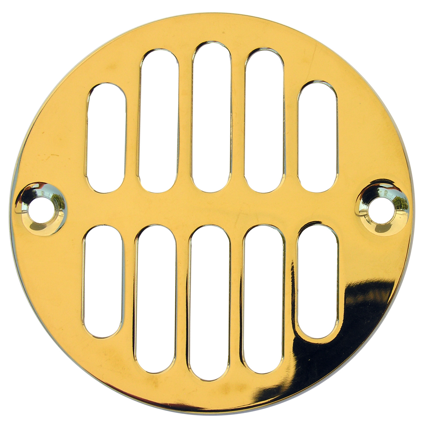 Lasco 31289P Drain Grill, Polished Brass, Specifications: 3-3/8 in Dia, 2-7/8 in Screw Hole to Screw Hole