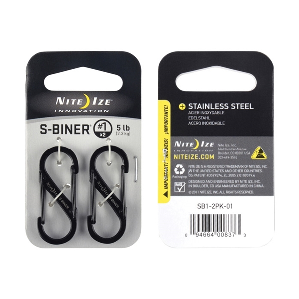 Nite Ize S-Biner Series SB1-2PK-01 Dual Carabiner, Stainless Steel