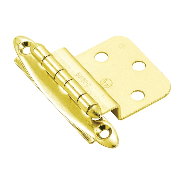 Amerock BPR34173 Cabinet Hinge, 2-3/4 in L x 2 in W, Steel, Polished Brass, 3/8 in Inset, Face Mounting