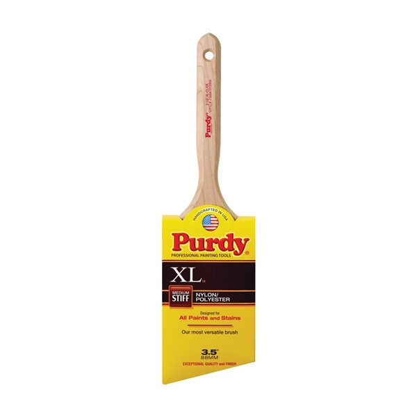 Purdy XL Glide 144152335 Trim Brush, 3-1/2 in W, Angular Brush, 3-3/8 in L Bristle, Nylon/Polyester Bristle