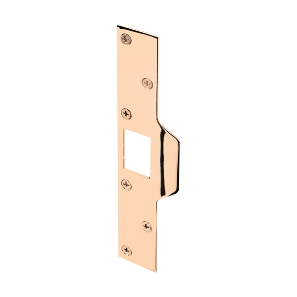Defender Security U 9426 Deadbolt Strike Plate, 7-7/8 in L, 1-1/4 in W, Steel, Brass