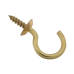 National Hardware N119-701 Cup Hook, 1/25 in Opening, 1.84 in L, Brass