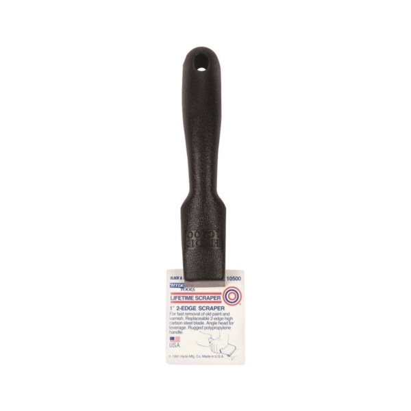 Hyde Black & Silver 10500 Pull Scraper, 1 in W Blade, 2-Edge Blade, HCS Blade, Polypropylene Handle, Comfort Grip Handle