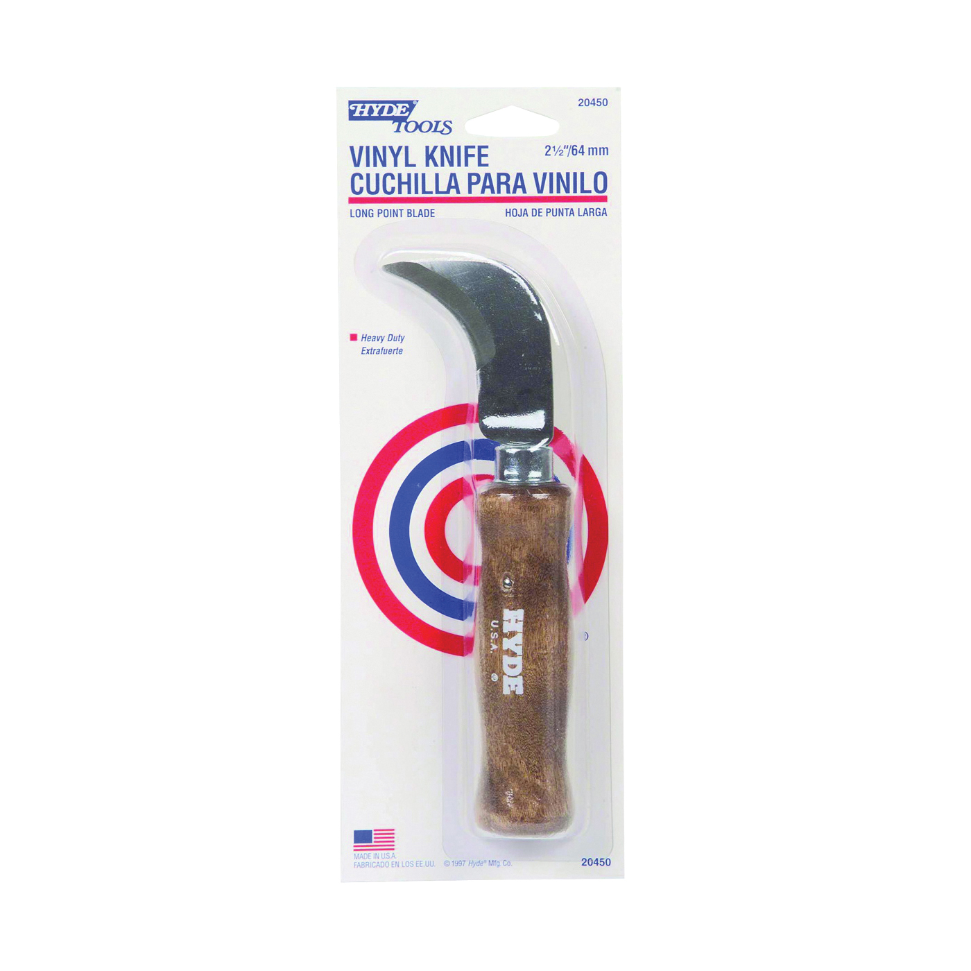 Hyde 20450 Floor Knife, 2-1/2 in W Blade, Cutlery Steel Blade, Hardened, Honed and Tempered Handle, Fiber Handle