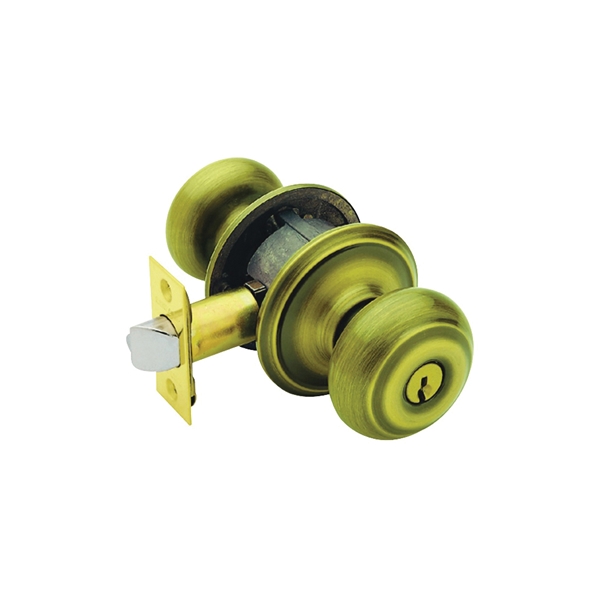 Schlage F Series F51A VGEO609K4 Entry Knob, Knob Handle, Antique Brass, Metal, C Keyway, Re-Key Technology: Traditional
