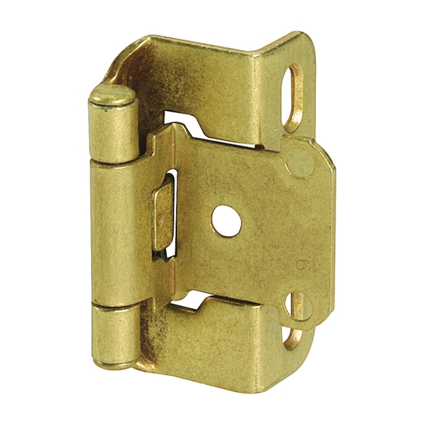 Amerock BPR7550BB Cabinet Hinge, 2-1/4 in L x 1-1/2 in W, Steel, Burnished Brass, 3-Hole, Screw Mounting