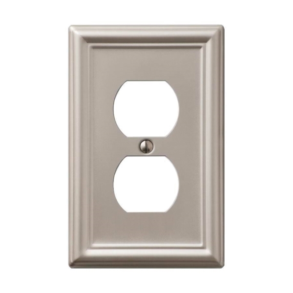 Amerelle Chelsea Series 149DBN Wallplate, 4.9 in L, 3.1 in W, 1-Gang, Steel, Brushed Nickel-Plated, Wall Mounting